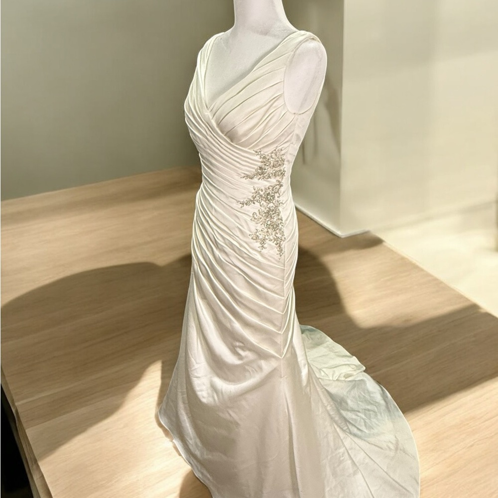 David's Bridal Cream Wedding Dress - Picture 9 of 16